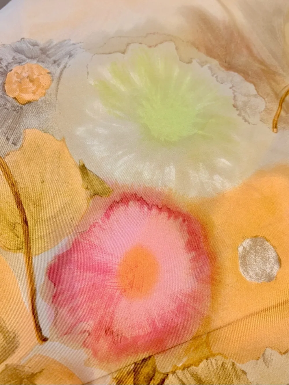 Vintage JEAN PATOU Paris 1970s Silk Scarf Watercolor Bouquet